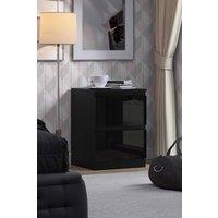 FWStyle Gloss Black 2 Drawer Bedside Table Scratch Resistant
