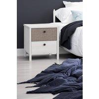 FWStyle 2 Drawer Bedside Table Whitewash Oak & Linen Finish
