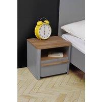FWStyle Grey Sonoma Oak 1 Drawer 1 Shelf Bedside Table Cabinet