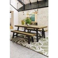 FWStyle 2M Fixed Top Modern Industrial Driftwood Pine Dining Table in Brown