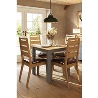 FWStyle 5 Piece Solid Natural Oak Dining Table Set With 4 Chairs in Grey