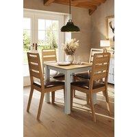 FWStyle 5 Piece Solid Natural Oak Dining Table Set With 4 Chairs in White