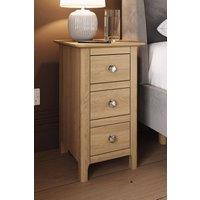FWStyle Slim 3 Drawer Bedside Table Nightstand Solid Natural Oak Finish in Brown