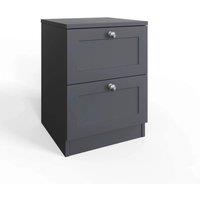 FWStyle Dark Matt Grey 2 Drawer Bedside Table Chest