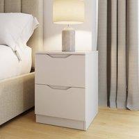 FWStyle White Bedside Table Modern Nightstand 2 Drawer