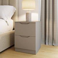 FWStyle Putty Bedside Table Modern Nightstand 2 Drawer in Beige