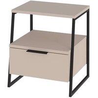 FWStyle Bedside Chest Table 1 Drawer Open Shelf Sandstone in Beige