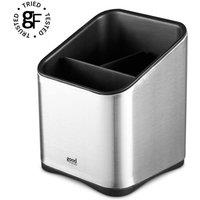 Tower GF826192 Utensil Holder with Mirror Finish and Silicone Non-Slip Base, Stainless Steel in Grey