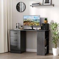 HOMCOM 120cm Computer Desk Writing PC Table Workstation Laptop w/ 3 Shelf & Drawers in Black