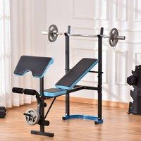 HOMCOM Adjustable Weight Bench with Leg Developer Barbell Rack for Home Gym Fitness in Black