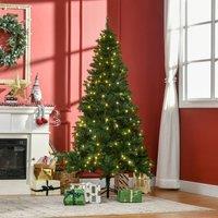 HOMCOM 6FT Prelit Artificial Christmas Tree w/ Warm White Light Xmas Decoration in Green