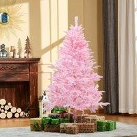 HOMCOM 5FT Artificial Christmas Tree Xmas Holiday Tree Decoration Party in Pink