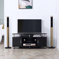 HOMCOM TV Stand Cabinet with Storage Shelves Cupboard Living Room in Black