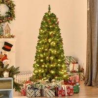 HOMCOM 5ft Artificial Pencil Christmas Tree with LED Light Berry Xmas Decor in Green