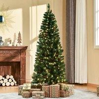 HOMCOM 6ft Artificial Pencil Christmas Tree with LED Light Berry Xmas Decor in Green