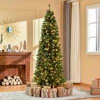 HOMCOM 7ft Artificial Pencil Christmas Tree with LED Light Berry Xmas Decor in Green