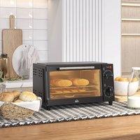 HOMCOM Mini Oven 9L Countertop Electric Toaster Oven w/ Adjustable Temp Timer in Black