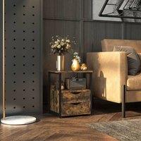 HOMCOM End Table Bedside Desk Slim Storage Cabinet with Shelf Rustic Brown