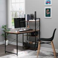 HOMCOM Computer Desk PC Workstation Laptop Table w/4-tier Open Bookshelf Home Office in Brown