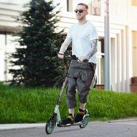 HOMCOM Folding Kick Scooter for 14+ w/ Adjustable Height, Dual Brake System in Green