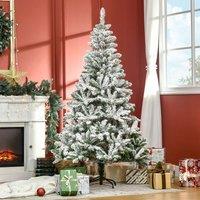 HOMCOM 6' Snow Flocked Artificial Christmas Tree 750 Realistic Branches in Green | Size: 6ft