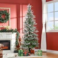 HOMCOM 7' Snow Flocked Artificial Christmas Tree Cypress Branch Tips in Green | Size: 7ft