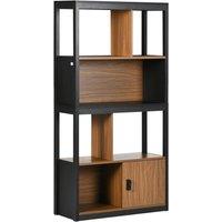 HOMCOM 4-Tier Bookshelf Bookcase with Storage Shelves Cabinet Home Office in Brown