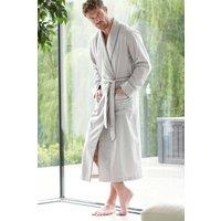 British Boxers Men Armoury Grey Herringbone Cotton Twill Dressing Gown in Light Grey | Size: 2X-large