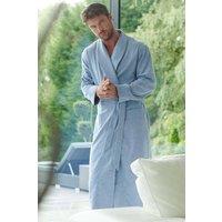 British Boxers Men Staffordshire Blue Herringbone Brushed Cotton Dressing Gown in Light Blue | Size: large