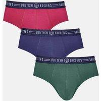 British Boxers Men Pack of Three "Heritage" Briefs in Mid Blue | Size: 2X-large