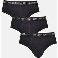 British Boxers Men Pack of Three "Coal Black" Briefs | Size: large