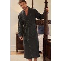 British Boxers Men Slate Cotton Twill Dressing Gown in Dark Grey | Size: 2X-large