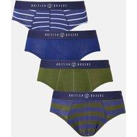 British Boxers Men Pack of Four "Leaves" Bamboo Briefs in Dark Green | Size: large