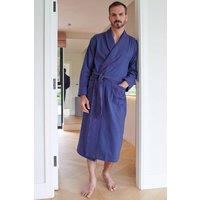 British Boxers Men Alton Brushed Cotton Dressing Gown in Dark Blue | Size: large