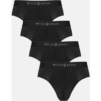 British Boxers Men Pack of Four "Black" Bamboo Briefs in Jet Black | Size: X-Small