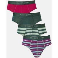 British Boxers Men Pack of Four "Forest Berry" Bamboo Briefs | Size: Small