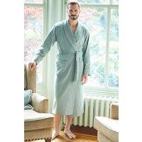 British Boxers Men Moss Herringbone Brushed Cotton Dressing Gown in Dark Green | Size: large