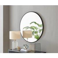 FurnitureboxUK Emma 100cm Large Art Deco Metal Frame Round Hallway Bedroom Dining And Living Room Wall Mirror in Black