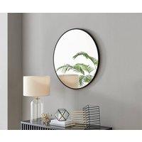 FurnitureboxUK Emma 80cm Medium Art Deco Metal Frame Round Hallway Bedroom Dining And Living Room Wall Mirror in Black