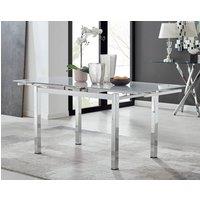FurnitureboxUK Enna 170cm 6-Seater Chrome & Glass Extending Dining Table in White