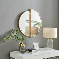 FurnitureboxUK Crescent Art Deco Gold Metal Framed 80cm Round Hallway Bedroom Dining And Living Room Wall Mirror