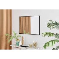 FurnitureboxUK Emma Small 100x66cm Framed Rectangular Vertical Living Room Hallway Wall Mirror in Black