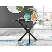 FurnitureboxUK Novara 100cm Round 4-Seater Glass & Metal Starburst Dining Table in Black