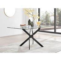 FurnitureboxUK Leonardo 150cm 6-Seater Glass And Chrome Metal Starburst Dining Table in Black