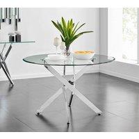 FurnitureboxUK Novara 120cm Round 6-Seater Glass & Metal Starburst Dining Table in Silver