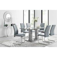 FurnitureboxUK Imperia Grey Modern High Gloss Dining Table And 6 Lorenzo Dining Chairs Set