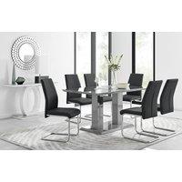 FurnitureboxUK Imperia Grey Modern High Gloss Dining Table And 6 Lorenzo Dining Chairs Set in Black