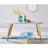 FurnitureboxUK Andria White Marble Effect Rectangular 6-Seater Dining Table in Gold