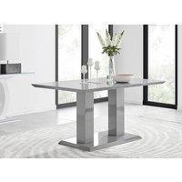 FurnitureboxUK Imperia 150cm 6-Seater Modern High Gloss Pillared Dining Table in Grey