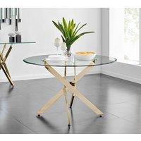 FurnitureboxUK Novara 120cm Round 6-Seater Glass & Metal Starburst Dining Table in Gold